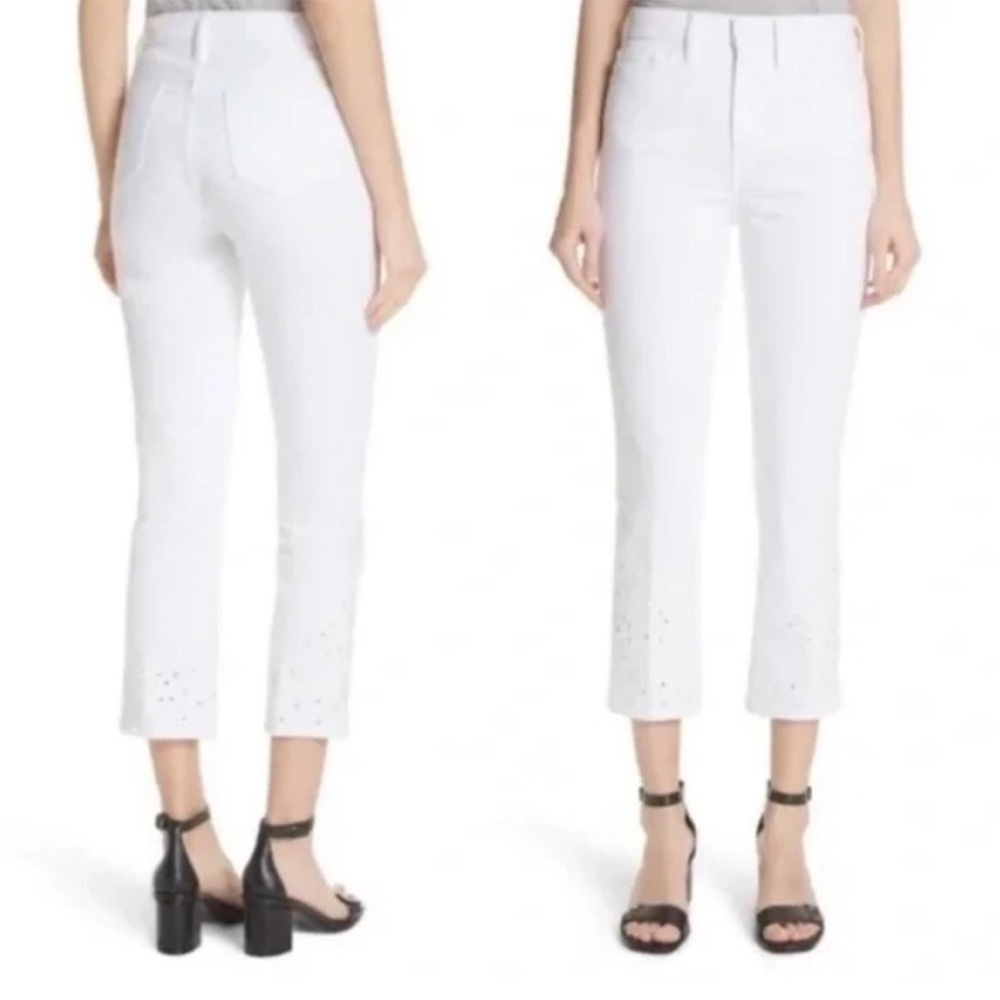 White Keira Tory Burch Eyelet Embroidered
Cropped Denim Jeans